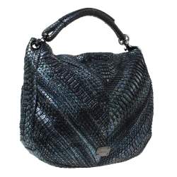 Jimmy Choo Holographic Python Effect Leather Sky Hobo