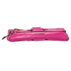 مملوكة مسبقًا Jimmy Choo Neon Pink Leather Mave Foldover Clutch