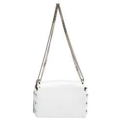 مملوكة مسبقًا Jimmy Choo White/Gold Leather and Glitters Lockett City Shoulder Bag