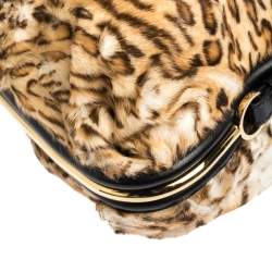 Jimmy Choo Brown/Black Leopard Print Calfhair and Leather Alex Hobo