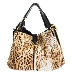 Jimmy Choo Brown/Black Leopard Print Calfhair and Leather Alex Hobo