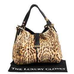 Jimmy Choo Brown/Black Leopard Print Calfhair and Leather Alex Hobo