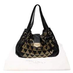 Pre Owned Jimmy Choo Black Leather Riki Studded Tote