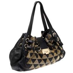 Pre Owned Jimmy Choo Black Leather Riki Studded Tote