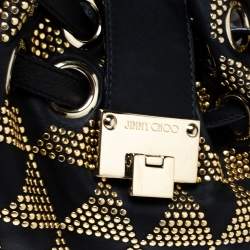 Pre Owned Jimmy Choo Black Leather Riki Studded Tote