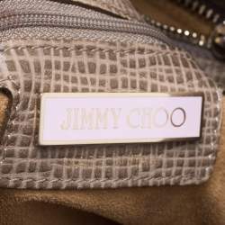 Jimmy Choo Beige Textured Leather Bardia Buckle Hobo