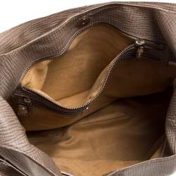 Jimmy Choo Beige Textured Leather Bardia Buckle Hobo