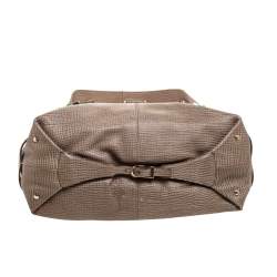 Jimmy Choo Beige Textured Leather Bardia Buckle Hobo