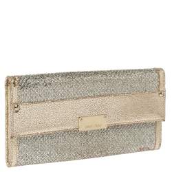 مملوكة مسبقًا حقيبة كلتش جيمي تشو ريسي غليتر و جلد ذهبي ميتاليك