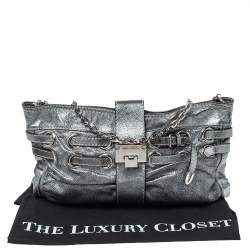 Jimmy Choo Metallic Silver Leather Rio Chain Bag