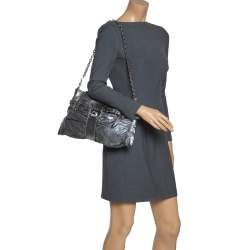 Jimmy Choo Metallic Silver Leather Rio Chain Bag