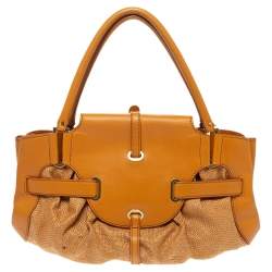 Jimmy Choo Orange Raffia and Leather Tulita Shoulder Bag