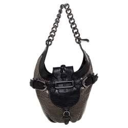 Pre Owned Jimmy Choo Black Leather and Chainmail Tulita Hobo
