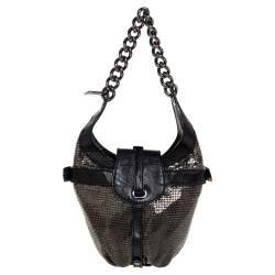 Pre Owned Jimmy Choo Black Leather and Chainmail Tulita Hobo