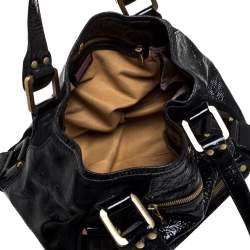 Pre Owned Jimmy Choo Black Patent Leather and Suede Mahala Bag