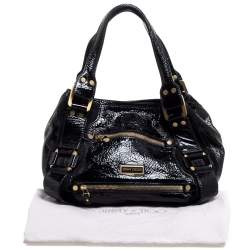 Pre Owned Jimmy Choo Black Patent Leather and Suede Mahala Bag