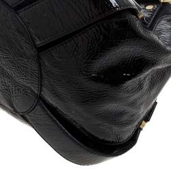 Pre Owned Jimmy Choo Black Patent Leather and Suede Mahala Bag