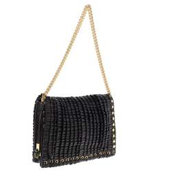 مملوكة مسبقًا Jimmy Choo Black Leather Pleated Cristina Shoulder Bag