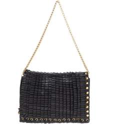 مملوكة مسبقًا Jimmy Choo Black Leather Pleated Cristina Shoulder Bag