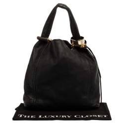 Pre Owned Jimmy Choo Black Leather Solar Hobo