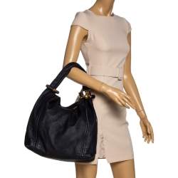 Pre Owned Jimmy Choo Black Leather Solar Hobo