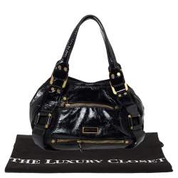 Pre Owned Jimmy Choo Black Patent Leather and Suede Mahala Bag