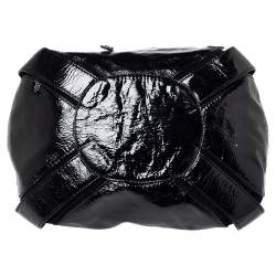 Pre Owned Jimmy Choo Black Patent Leather and Suede Mahala Bag