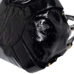 Pre Owned Jimmy Choo Black Patent Leather and Suede Mahala Bag