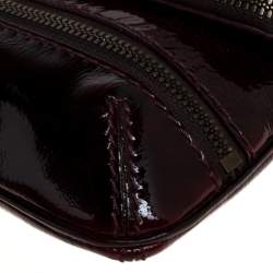 Pre Owned Jimmy Choo Burgundy Patent Leather and Suede Mave Foldover Clutch