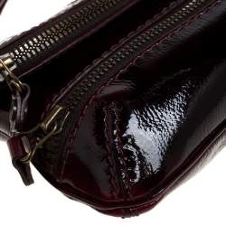 Pre Owned Jimmy Choo Burgundy Patent Leather and Suede Mave Foldover Clutch