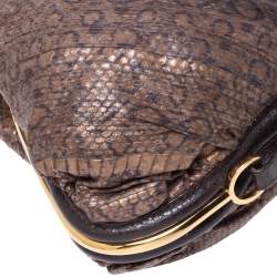 Pre Owned ح قيبة هوبو جيمي تشو اليكس جلد نقشة الثعبان بني 