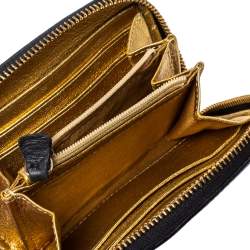 Pre Owned Jimmy Choo Black Leather Zip Around Compact Wallet