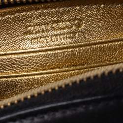 Pre Owned Jimmy Choo Black Leather Zip Around Compact Wallet