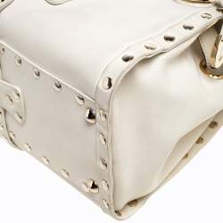 Pre Owned Jimmy Choo Cream Leather Medium Rosalie Satchel