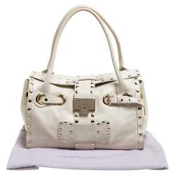 Pre Owned Jimmy Choo Cream Leather Medium Rosalie Satchel