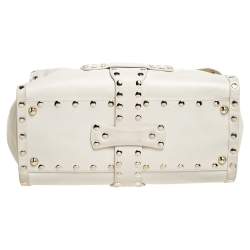 Pre Owned Jimmy Choo Cream Leather Medium Rosalie Satchel