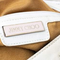 مملوكة مسبقًا Jimmy Choo White Leather Small Star Studded Solar Hobo