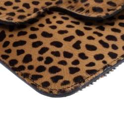 Pre Owned Jimmy Choo Beige/Black Leopard Print Calfhair and Leather Clutch