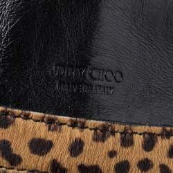 Pre Owned Jimmy Choo Beige/Black Leopard Print Calfhair and Leather Clutch