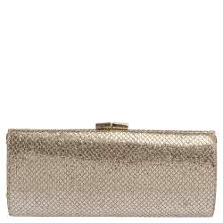 Pre Owned حقيبة كلتش جيمي تشو تيوب تول غليتر ذهبي