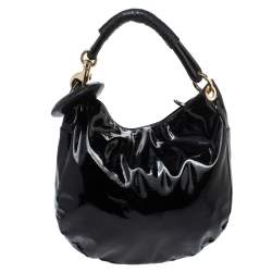 Jimmy Choo Black Patent Leather and Python Large Sky Hobo