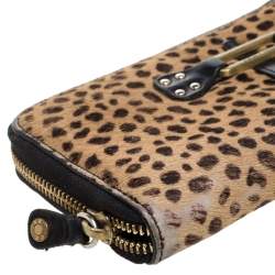 Pre Owned Jimmy Choo Animal Print Calf Hair Zip Around Wallet