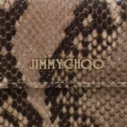 Pre Owned Jimmy Choo Beige Python Effect Leather French Flap Wallet