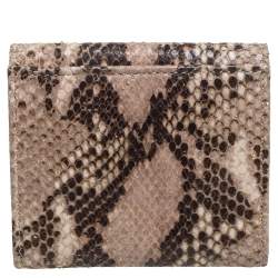 Pre Owned Jimmy Choo Beige Python Effect Leather French Flap Wallet