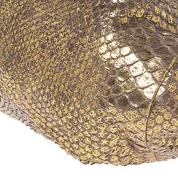 مملوكة مسبقًا Jimmy Choo Gold Python Chain Frame Clutch