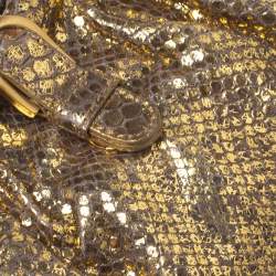 مملوكة مسبقًا Jimmy Choo Gold Python Chain Frame Clutch