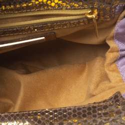 مملوكة مسبقًا Jimmy Choo Gold Python Chain Frame Clutch