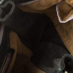 Pre Owned حقيبة جيمي تشو مونا جلد أخضر داكن لامع وسويدي صغيرة