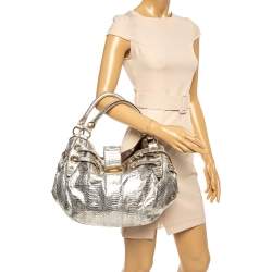 Pre Owned Jimmy Choo Silver Python Ramona Shoulder Bag