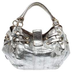 Pre Owned Jimmy Choo Silver Python Ramona Shoulder Bag